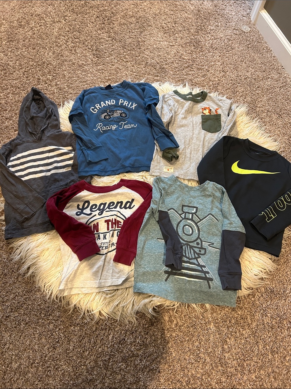 Mixed lot of boys long sleeve shirts- Carters, Nike, Baby Gap, Jumping Beans